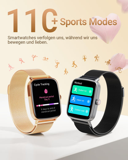 Fitpolo IDW28 Smartwatch mit Telefonfunktion, 1,85 Zoll Fitnessuhr
