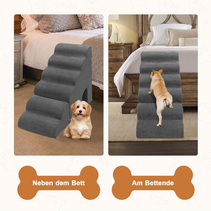 A.FATI 60cm Hoch Hundetreppe - 6 Stufen, Dunkel Grau
