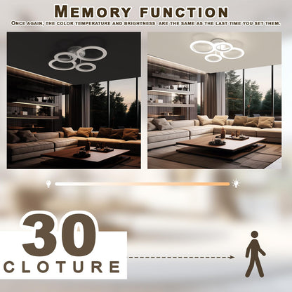 RUYI LED Deckenleuchte Dimmbar 4 Ringe – Weiss 48W