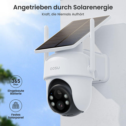 AOSU 2K Überwachungskamera Aussen Solar - Zusatzkamera