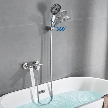 Auralum Badewannenarmatur Wasserfall mit Handbrause - Chrom