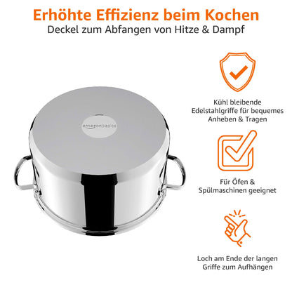 Amazon Basics 11-tlg. Kochgeschirr-Set Edelstahl Induktion