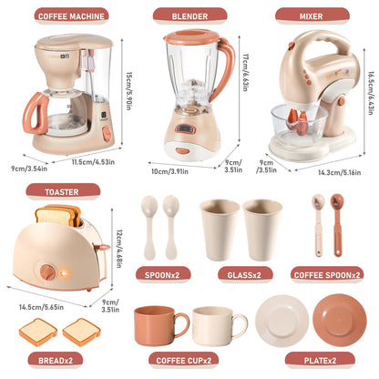 LOVE LIFE Kinderküche Spielset mit Kaffeemaschine, Mixer & Toaster