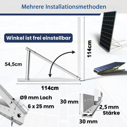 Rhein Beleuchtung Solarmodul Halterung 114 cm, 0-90° verstellbar