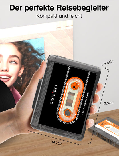 Gracioso 311 Kassettenspieler mit Bluetooth, Akku und Kopfhörer