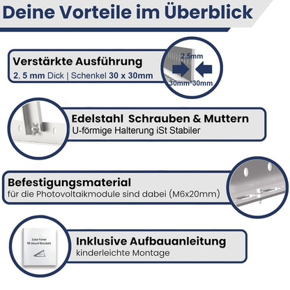 Rhein Beleuchtung Solarmodul Halterung 114 cm, 0-90° verstellbar