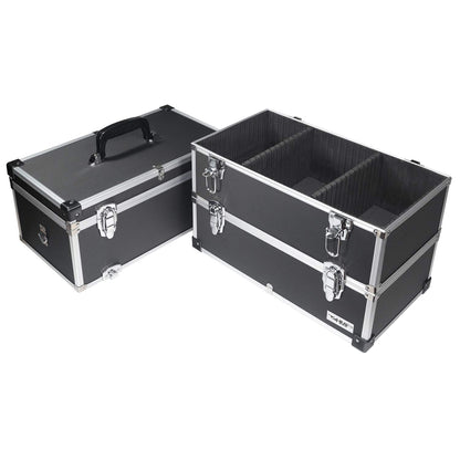 HMF 14661-02 Alu Werkzeugkoffer leer – Schwarz, 3 Etagen