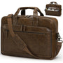 RAINSMORE Aktentasche Herren Laptoptasche 16 Zoll Vintage PU-Leder mit verstellbarem Schultergurt und Messingbeschlägen
