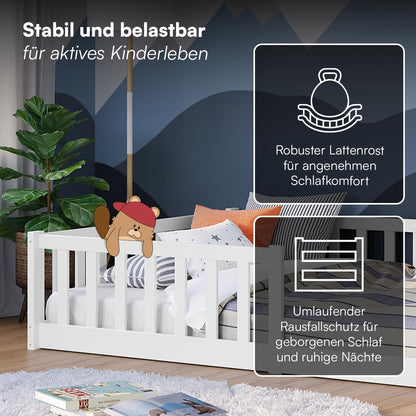 Bellabino Vere Montessori Bodenbett 120x200 cm – Weiss