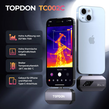 TOPDON TC002C Wärmebildkamera für iOS Typ-C - 256x192 IR