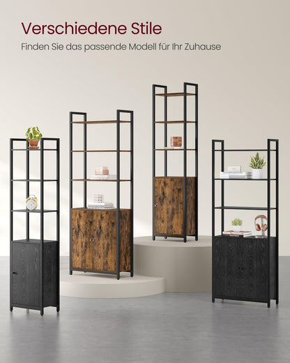 VASAGLE Bücherregal LLS133K01, Standregal mit Türen, 6 Ebenen