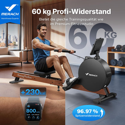 MERACH Rudergerät für Zuhause, LED-Anzeige, 60 kg Magnetwiderstand