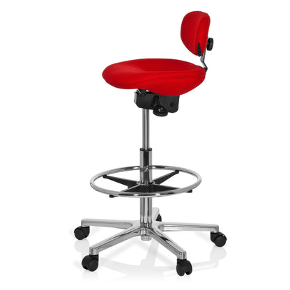 hjh OFFICE 608331 Stehhilfe Bürohocker - Hoch Rot Stoff