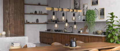EGLO Townshend Pendelleuchte Industrial 6-flammig - Schwarz/Braun