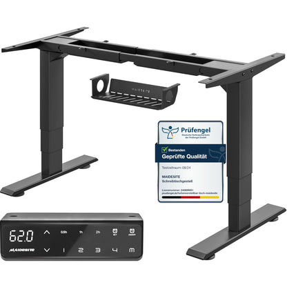 MAIDeSITe T2 Pro Plus Elektrisches Höhenverstellbares Schreibtischgestell, rechteckig, schwarz, zur elektrischen Höhenverstellung für Sitz-Steh-Arbeit.