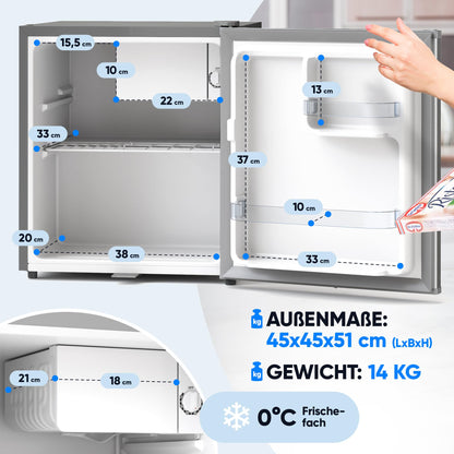 Stillstern Mini Kühlschrank 45 L mit Frostfach und Schloss