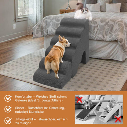 A.FATI 60cm Hoch Hundetreppe - 6 Stufen, Dunkel Grau