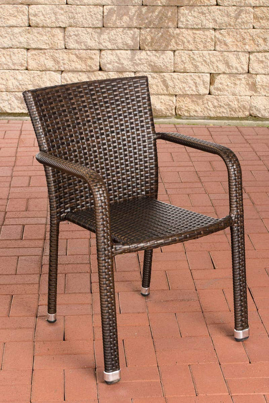 CLP Leonie I Polyrattan-Gartenstuhl Stapelbar - Braun. Brauner Polyrattan-Stuhl, zum Stapeln konzipiert. Bietet Sitzgelegenheit im Außenbereich.