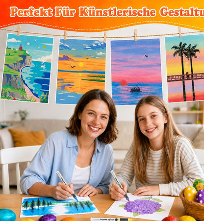 Vozuna Acrylstifte Set, 120 Farben, wasserfest, Pinselspitze