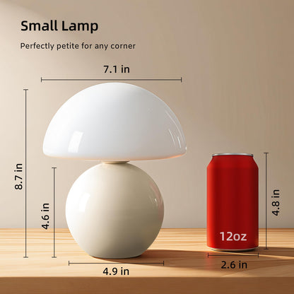Dawnwake Pilzlampe LED Tischlampe dimmbar mit Keramiksockel weiss
