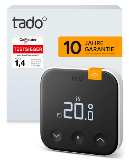 tado° Funk-Temperatursensor X – Smart Sensor für Heizungssteuerung. Weiß, rechteckig, erfasst Raumtemperatur drahtlos zur Heizungsregelung.
