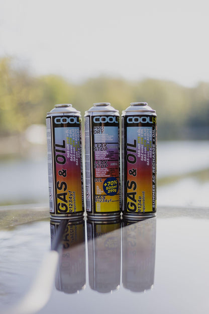 Cool5 Ersatzkältemittel R134a Auto – 2 Dosen 2in1 + 1 Dose 5in1