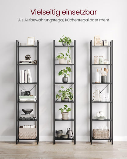 VASAGLE Bücherregal LLS101B56, 6 Ebenen, 30 x 40 x 186 cm, schwarz