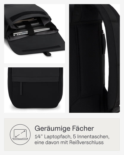 Kapten & Son Rucksack Fyn Classic All Black 11 L mit 14" Laptopfach