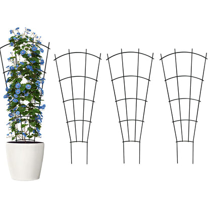Thealyn Rankgitter Metall 4er Set 109 x 43 cm, Rankhilfe schwarz, dekorative Fächerform für Kletterpflanzen