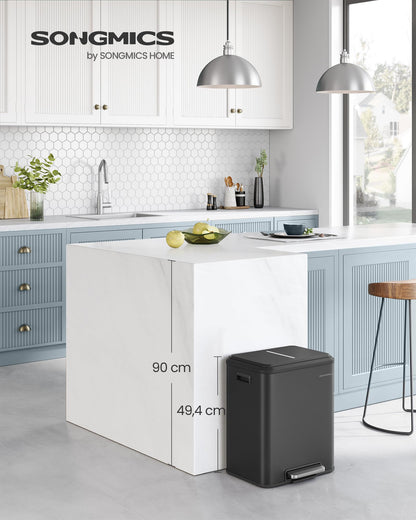 SONGMICS LTB544B02 Mülltrennsystem Küche – 2x15L Tintenschwarz
