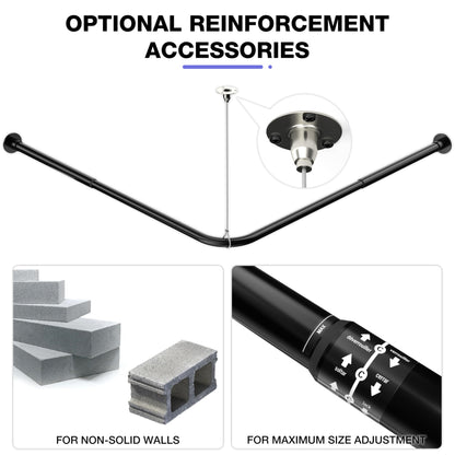 YOFOQ Duschstange L-Form Edelstahl verstellbar 62-94x141-174cm