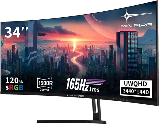 Minifire MFG34C5Q Gaming Monitor – 34" UWQHD 165Hz Curved