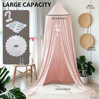 Ginkago Betthimmel Baldachin für Kinderzimmer und Babybett Blassrosa