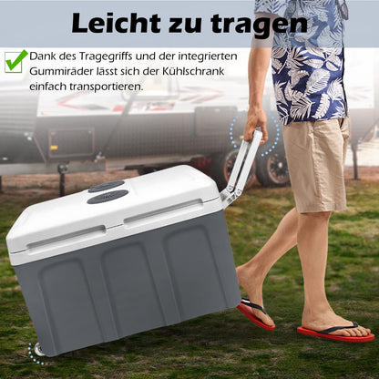 UISEBRT Elektrische Kühlbox 48 Liter mit Rollen, 12 V/220 V, grau