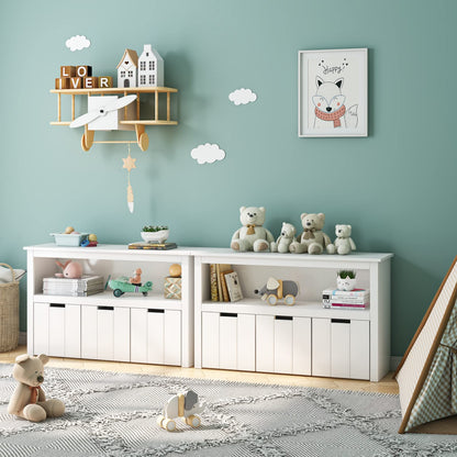 FOREHILL Kinderregal mit Boxen auf Rollen - Spielzeugaufbewahrung Weiss