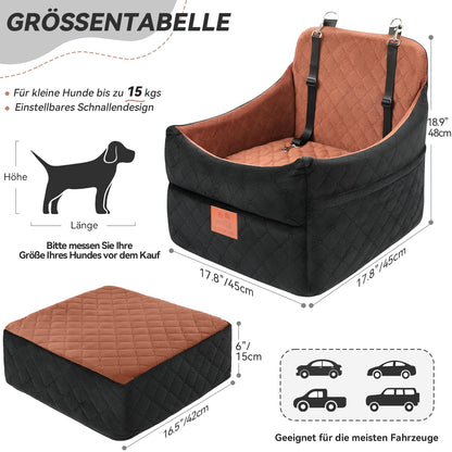 GLENSLAVE Hunde-Autositz, gepolstert, für Klein-/Mittelhunde – S/B