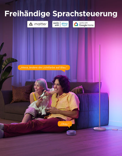 Govee RGBIC LED Eck Stehleuchte – 136cm, Matter & Alexa, Gold