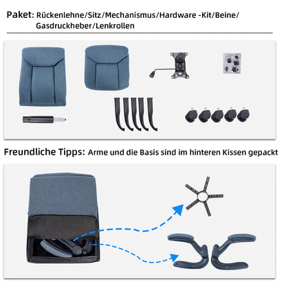 MZLEE Ergonomischer Bürostuhl Computer Drehstuhl - Navy Blau