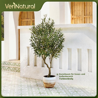 VeriNatural Künstlicher Olivenbaum 180 cm, UV-beständig, mit Topf
