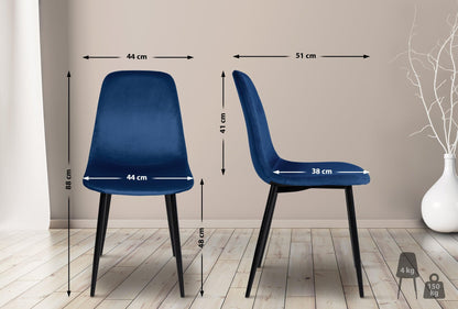 CLP Napier Esszimmerstühle 4er Set Samt blau Metallgestell
