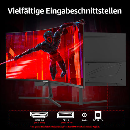 Gawfolk Curved PC Bildschirm – 27 Zoll FHD 100Hz Schwarz