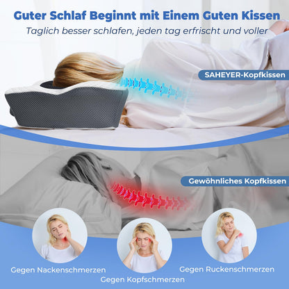 SAHEYER Ergonomisches Nackenkissen aus Memory Foam, 60x40 cm, Grau