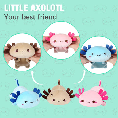 shownicer Axolotl Plüschtier, Kuscheltier Mama mit 3 Babys, 50 cm
