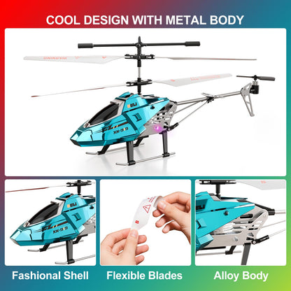 XIKOTEC RC Helikopter ferngesteuert mit LED und 2 Akkus, blau