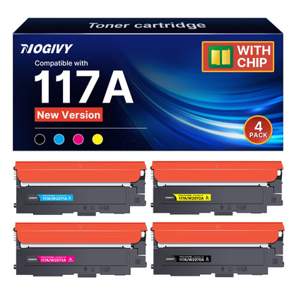 NOGIVY 117A Toner Set 4er-Pack kompatibel für HP Color Laser MFP 178nw – vier Kartuschen in Schwarz, Cyan, Gelb und Magenta