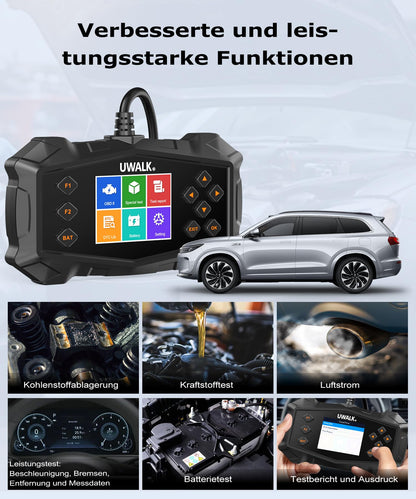 UWALK OBD2 Diagnosegerät EOBD KFZ Auslesegerät mit Farbdisplay