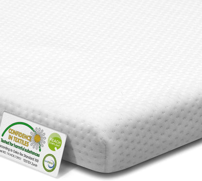 MENDALE Gelschaum Matratzentopper 90x200cm H2/H3 6cm, weiß, rechteckig. Verbessert den Schlafkomfort.
