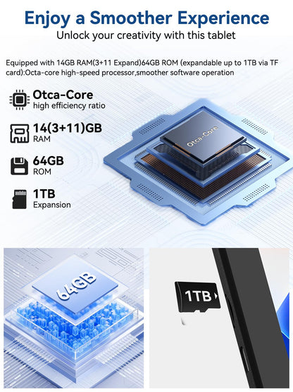 Whitedeer Tablet 10 Zoll Android 14 mit Ladedock - Schwarz
