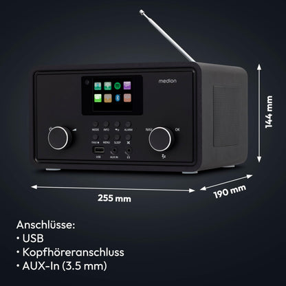 MEDION P85027 Internetradio DAB+ UKW Spotify Connect - Schwarz