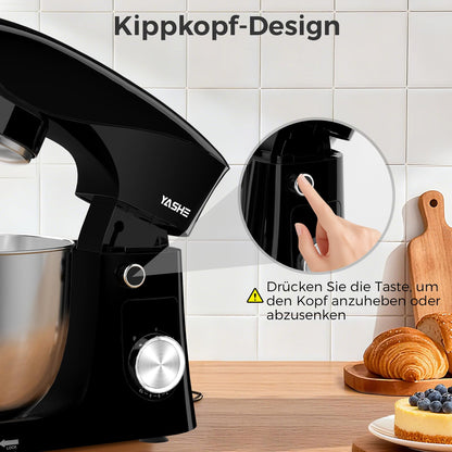 YASHE Küchenmaschine SM-2548A, 1500 W Knetmaschine mit 2 Schüsseln
